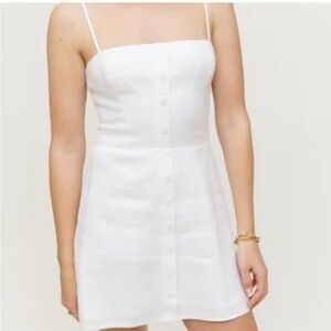 White reformation linen mini dress, size 6
